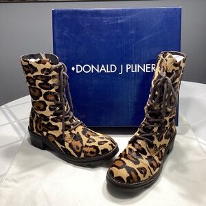 Donald J Pliner 🐆 print Calf Hair combat boots